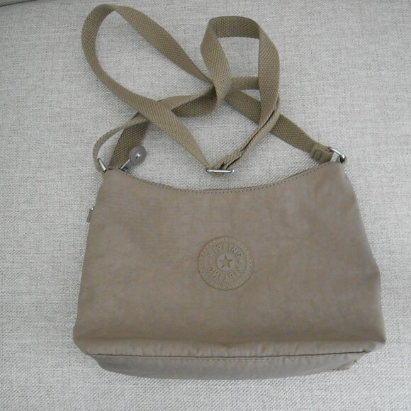 Kipling Nylon Beige Tan Crossbody Bag Should Bag 6.5"x9.5"x2.75" No monkey - Picture 3 of 13